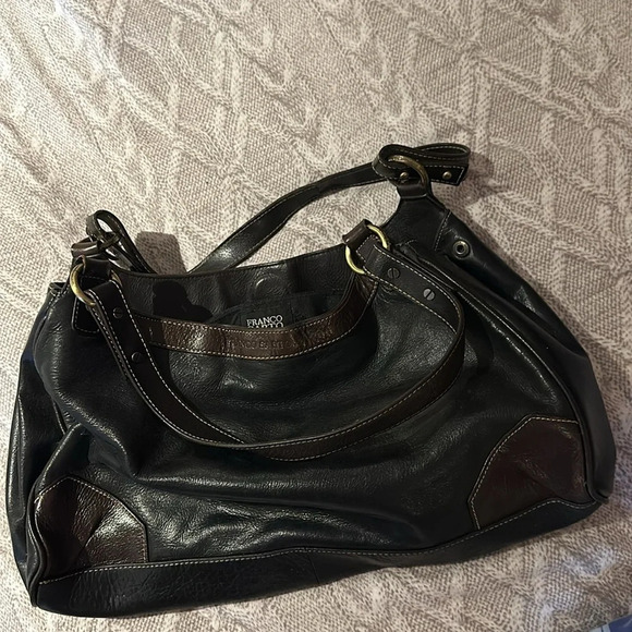 Franco Sarto 90s Style Chocolate Brown black Vegan Patent  Leather Shoulder bag - Picture 4 of 16